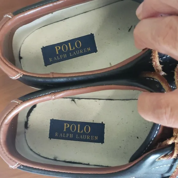 Polo Ralph Lauren Shoes Mens Dark Blue Chambray Canvas Fashion Sneakers. Sz 10D.