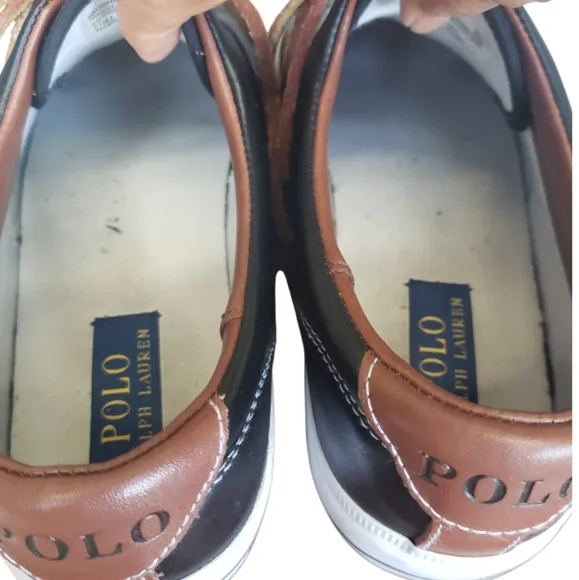 Polo Ralph Lauren Shoes Mens Dark Blue Chambray Canvas Fashion Sneakers. Sz 10D.