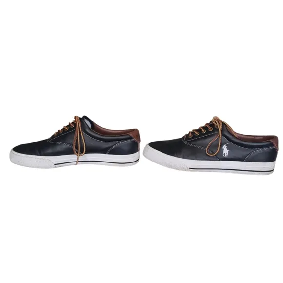 Polo Ralph Lauren Shoes Mens Dark Blue Chambray Canvas Fashion Sneakers. Sz 10D.