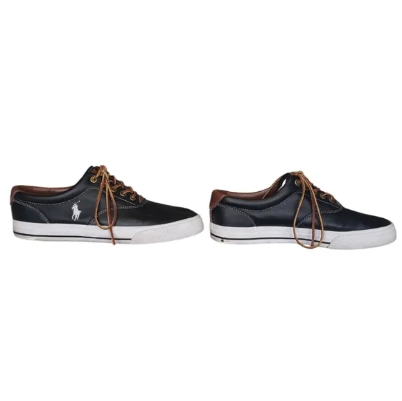 Polo Ralph Lauren Shoes Mens Dark Blue Chambray Canvas Fashion Sneakers. Sz 10D.
