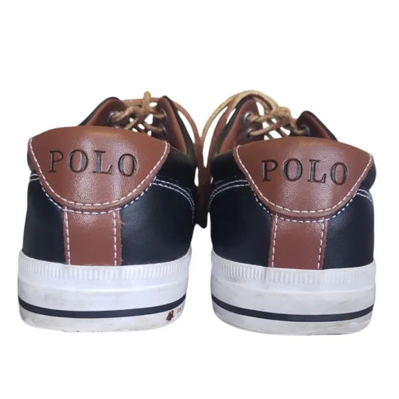 Polo Ralph Lauren Shoes Mens Dark Blue Chambray Canvas Fashion Sneakers. Sz 10D.