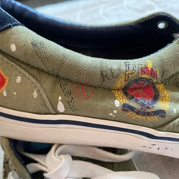 Polo Ralph Lauren Thorton Graffiti  Canvas Sneakers &quot;Equality For All&quot; Mens 9.5D