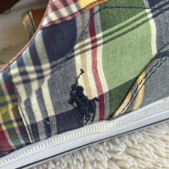 Polo Ralph Lauren Vaughn Shoes Sneakers Men’s Size 8.5 Plaid Canvas