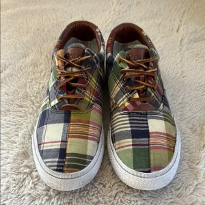 Polo Ralph Lauren Vaughn Shoes Sneakers Men’s Size 8.5 Plaid Canvas