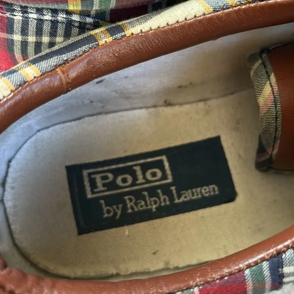 Polo Ralph Lauren Vaughn Shoes Sneakers Men’s Size 8.5 Plaid Canvas