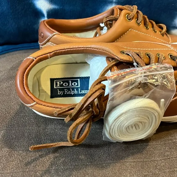 Polo Ralph Lauren Vaughn Soft Leather boat shoes sneakers new Tan Mens Size 8