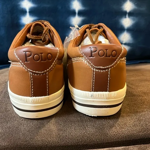 Polo Ralph Lauren Vaughn Soft Leather boat shoes sneakers new Tan Mens Size 8