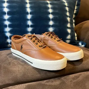 Polo Ralph Lauren Vaughn Soft Leather boat shoes sneakers new Tan Mens Size 8