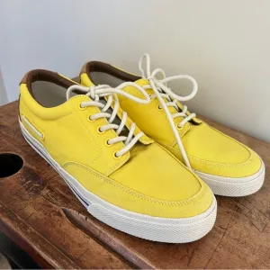 Polo Ralph Lauren yellow canvas leather vance side lace shoes mens sz 11