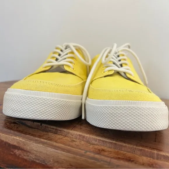 Polo Ralph Lauren yellow canvas leather vance side lace shoes mens sz 11