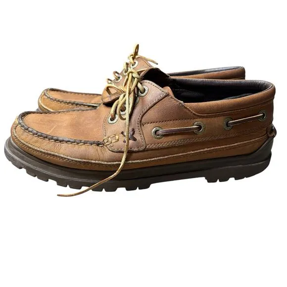 Polo Sport Ralph Lauren Brown Leather Boat Shoes Men's US 9.5 D