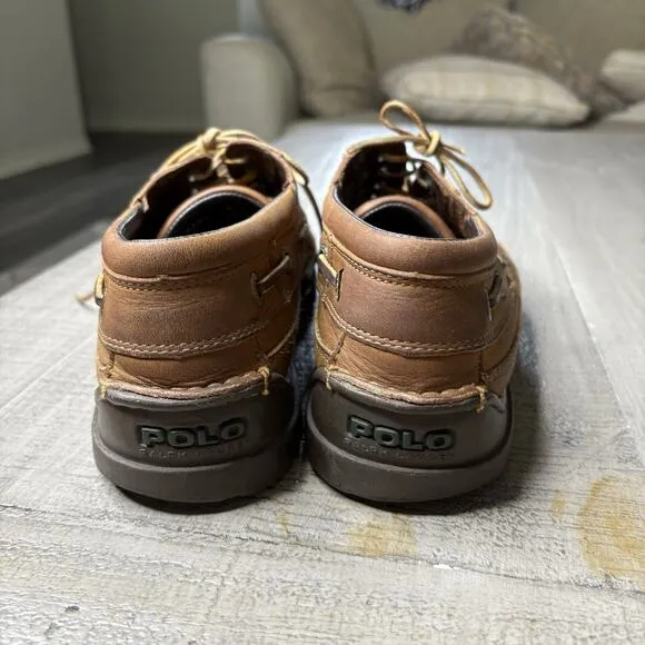 Polo Sport Ralph Lauren Brown Leather Boat Shoes Men's US 9.5 D