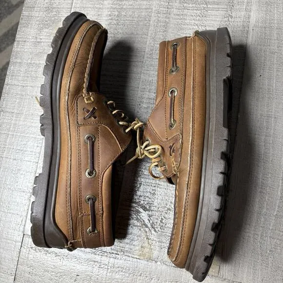 Polo Sport Ralph Lauren Brown Leather Boat Shoes Men's US 9.5 D