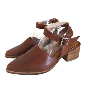 Portland Leather Goods Patina Ankle Strap Shoes Heels US 10.5 Brown Pointed Toe