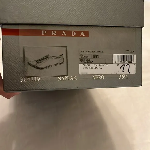 Prada Black Patent Canvas Sneakers 36.5