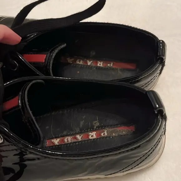 Prada Black Patent Canvas Sneakers 36.5