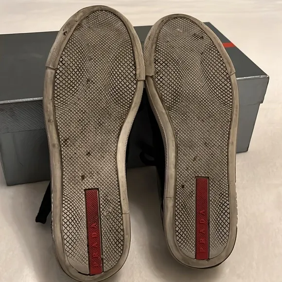 Prada Black Patent Canvas Sneakers 36.5