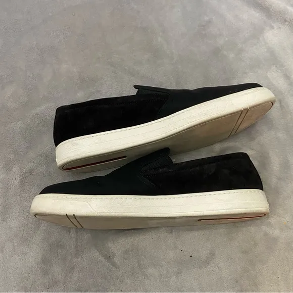 Prada Men's Black Suede Canvas Slip-On Sneaker Shoes Size 8