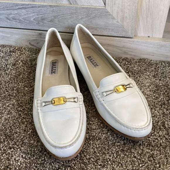 🩶Pristine Vintage Bally Leather Drivers Loafers sz 8.5 Gold Bit Buckle