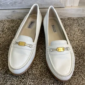 🩶Pristine Vintage Bally Leather Drivers Loafers sz 8.5 Gold Bit Buckle