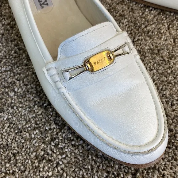 🩶Pristine Vintage Bally Leather Drivers Loafers sz 8.5 Gold Bit Buckle