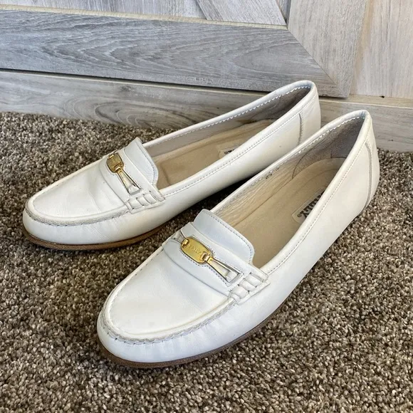 🩶Pristine Vintage Bally Leather Drivers Loafers sz 8.5 Gold Bit Buckle