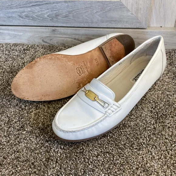🩶Pristine Vintage Bally Leather Drivers Loafers sz 8.5 Gold Bit Buckle