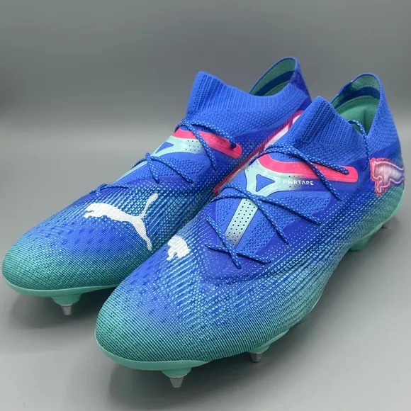 Puma Blue and Green Athletic Shoes with Modern Design