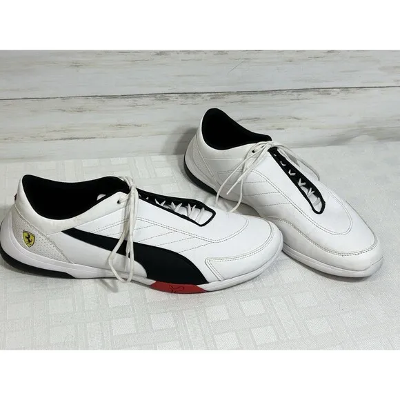 Puma Ferrari Kart Cat III Sneakers Driving Shoes White Black 306219-03 10.5 Mens