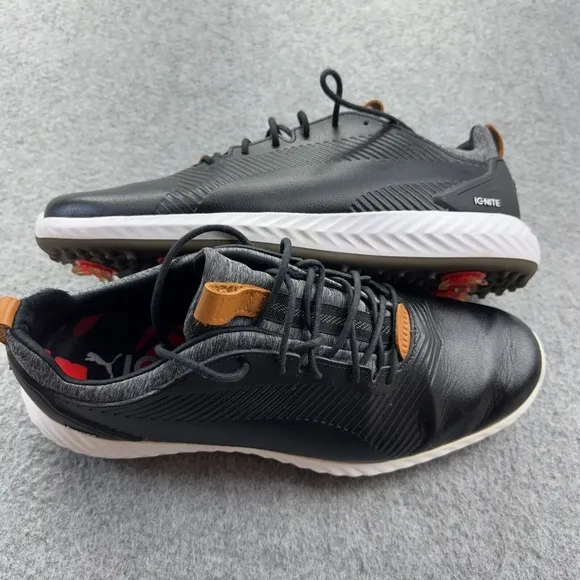 PUMA Ignite PWRAdapt Golf Shoes Men's Size 10 Black 192989-02 Spiked Comfort
