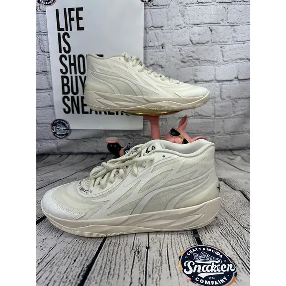 Puma Melo Ball MB.02 Mens 13 Ivory Whispers Charlotte Hornets Basketball Shoes