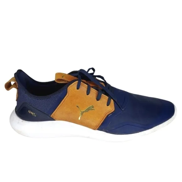 Puma Men's 10 Ignite Spikeless Waterproof Leather Saddle Golf Shoes 192437-03