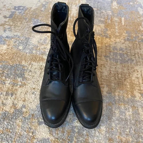 Pytchley Black Leather Combat Military Riding Boots Women’s 8.5