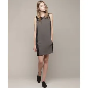 RAG &amp; BONE Corina Dress Womens Size 8 Lamb Leather Color Block Edgy Shift Moto