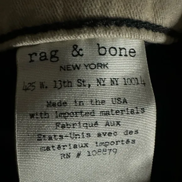 RAG &amp; BONE HIGH RISE ANKLE SLIM BLACK JEANS. NWT
