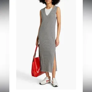 Rag &amp; Bone Michal striped slub jersey Linen Blend Resort dress size Large