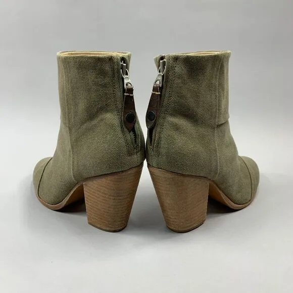 Rag &amp; Bone Women's Newbury Olive Green Canvas Ankle Boots / Booties