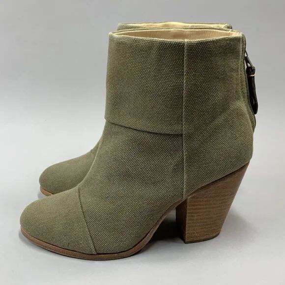 Rag &amp; Bone Women's Newbury Olive Green Canvas Ankle Boots / Booties