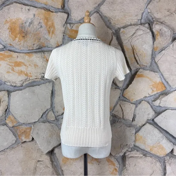 Ralph Lauren Black Label Pointelle Knit Top French Beige | L