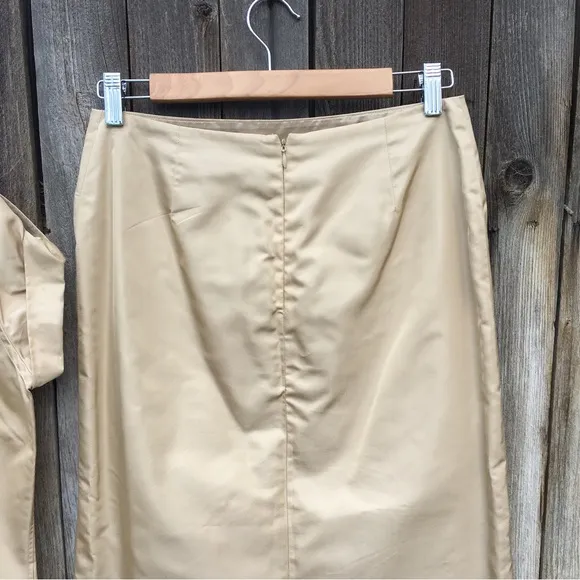Ralph Lauren Black Label Vintage 80’s Safari Two Piece Dress Tan Silk Blend 6