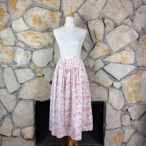 Ralph Lauren Blue Label c.1980s Cotton Challis Skirt Monticello Pink Floral | 12