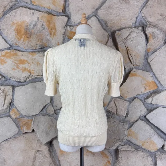 Ralph Lauren Blue Label Tie Neck Ruffled Sweater French White | M