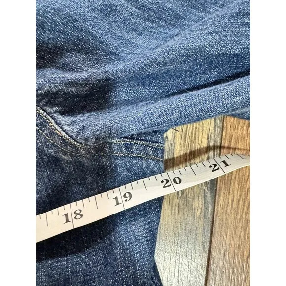 Ralph Lauren Denim Jacket Womens Medium Blue Trucker Zip Up Cinched Waist