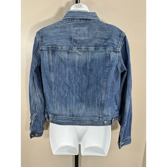Ralph Lauren Denim Jacket Womens Medium Blue Trucker Zip Up Cinched Waist