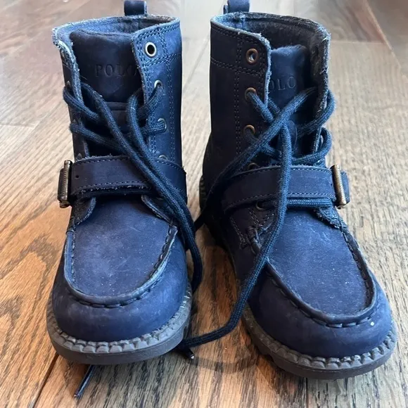 Ralph lauren teddy bear navy tall boots combat size 9 unisex girls boys toddler