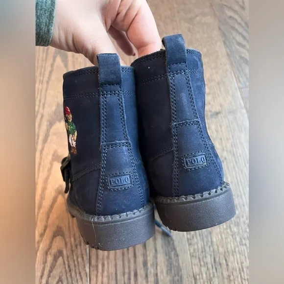 Ralph lauren teddy bear navy tall boots combat size 9 unisex girls boys toddler