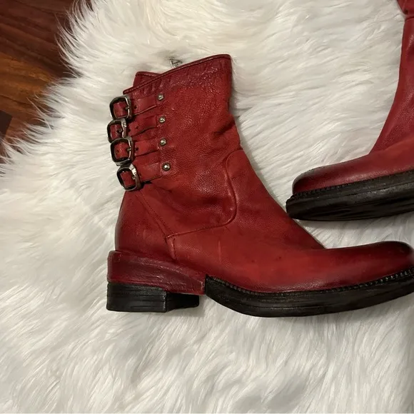 ✨rare✨ A.S.98 Spero Red buckle boots