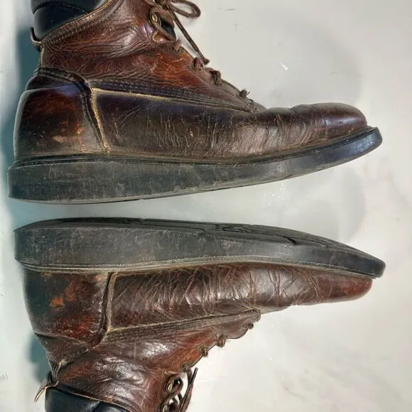 RARE Red Wing Men's 208 Brown Leather Work Boots, Lace Up, Size 10D