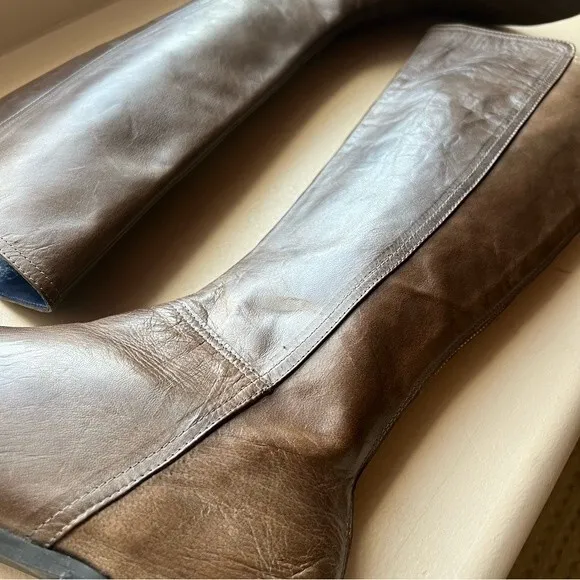 RB Italia Lavorazione Artigiana Italy Brown Taupe Riding Boots Size EU 41 US 8.5