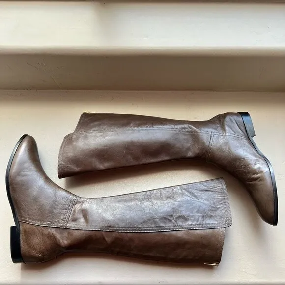 RB Italia Lavorazione Artigiana Italy Brown Taupe Riding Boots Size EU 41 US 8.5